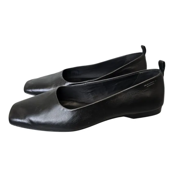 Vagabond Shoemakers Women's US 9/EU 39 Delia Square Toe Black Leather Flats
