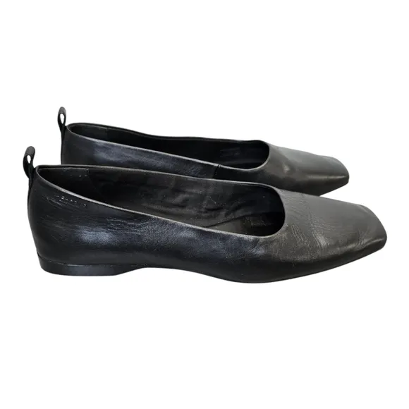 Vagabond Shoemakers Women's US 9/EU 39 Delia Square Toe Black Leather Flats