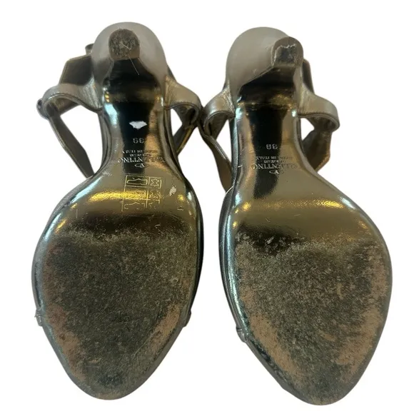 Valentino Garavini Metallic Gold Leather Slingback Sandals