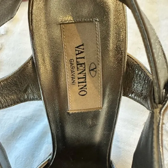 Valentino Garavini Metallic Gold Leather Slingback Sandals