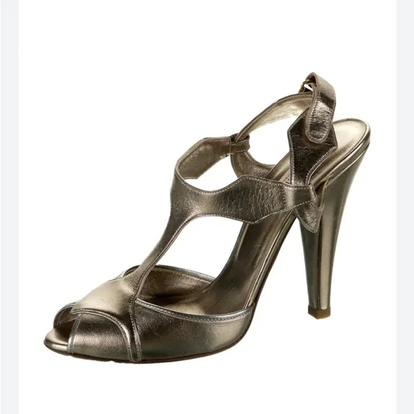Valentino Garavini Metallic Gold Leather Slingback Sandals