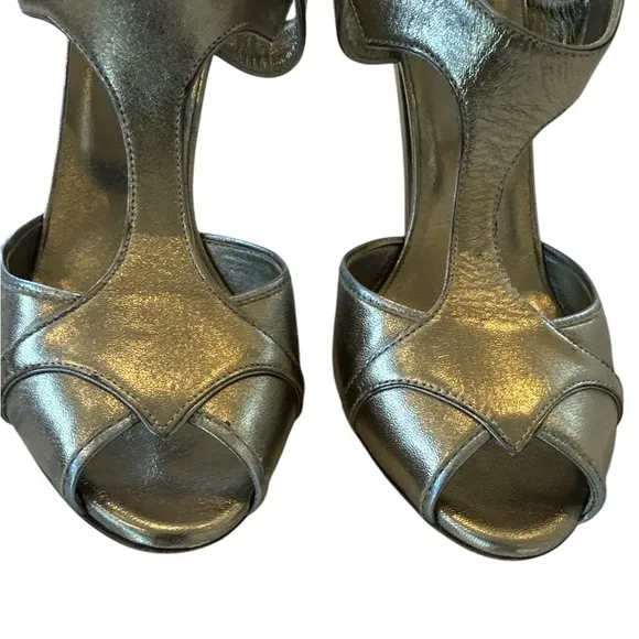 Valentino Garavini Metallic Gold Leather Slingback Sandals
