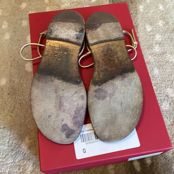 Valentino Gold Thong Sandals