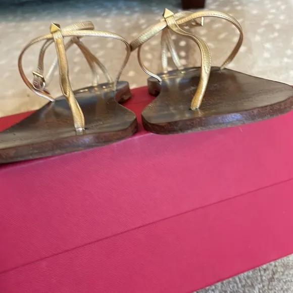 Valentino Gold Thong Sandals