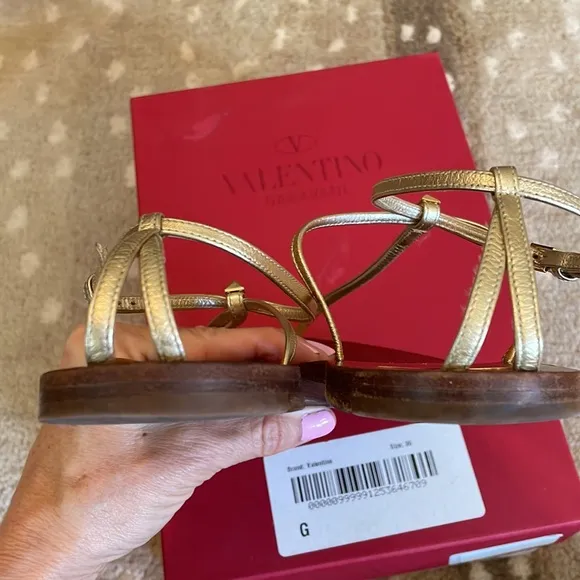 Valentino Gold Thong Sandals