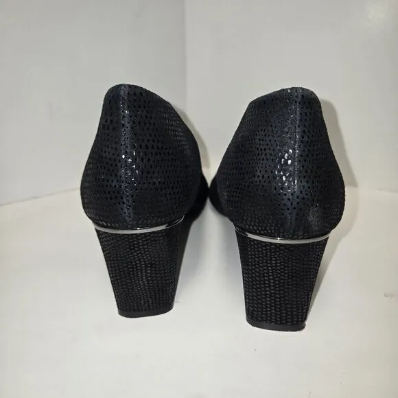 Vaneli Lot Of 2 Shoes Black Slip On Casual Block Heel Closed Toe Pump &amp; Flats
