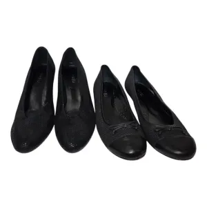 Vaneli Lot Of 2 Shoes Black Slip On Casual Block Heel Closed Toe Pump &amp; Flats