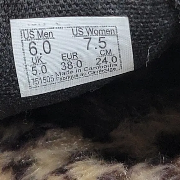 Vans Faux Fur Sneakers Womens 7.5 Black Leopard Lined Platform Slip On Shoes New