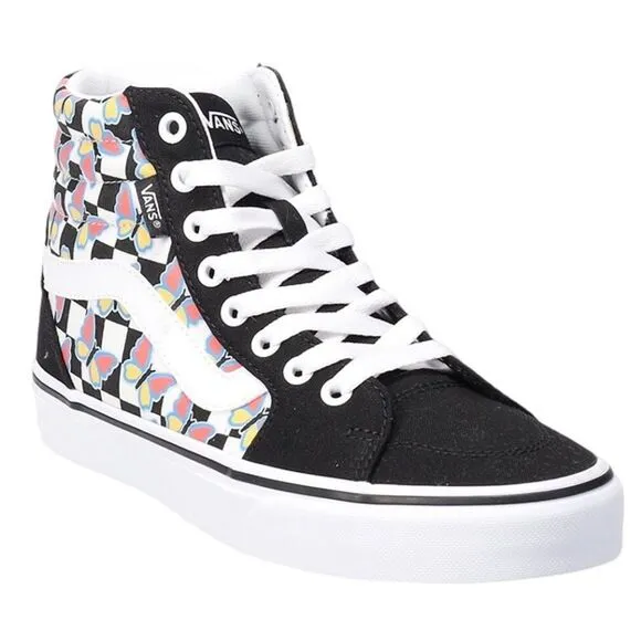 Vans Filmore Hi Women’s High Top Sneakers White Black W/Butterfly Design 9.5