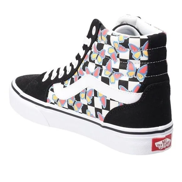 Vans Filmore Hi Women’s High Top Sneakers White Black W/Butterfly Design 9.5