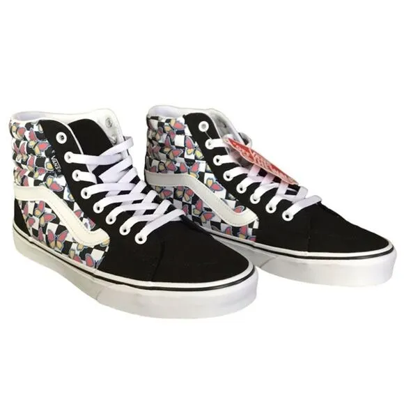 Vans Filmore Hi Women’s High Top Sneakers White Black W/Butterfly Design 9.5