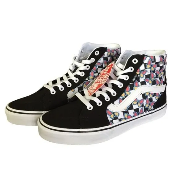 Vans Filmore Hi Women’s High Top Sneakers White Black W/Butterfly Design 9.5