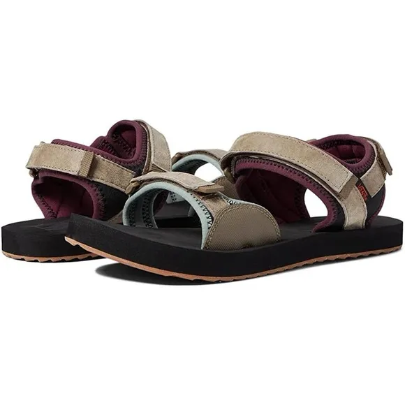 Vans Ultrarange Gray/Walnut/Purple/Blue Suede Leather Tri-Lock Velcro Sandals