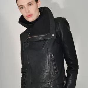 Veda Max Classic Leather Jacket Black SZ S