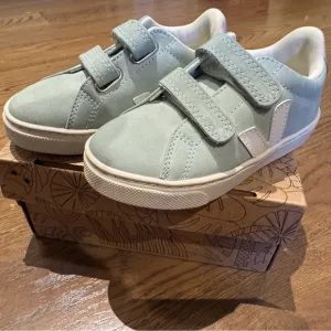 Veja Green and White Velcro Sneakers