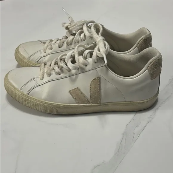 Veja Women's White and Tan Sneakers