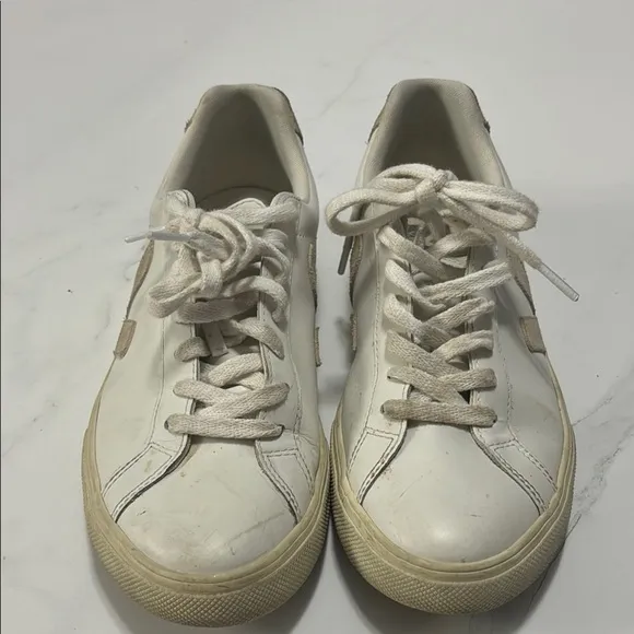 Veja Women's White and Tan Sneakers