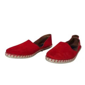 Verbenas Womens Flats 9.5 Red Slip On Suede Espadrille Summer Beach Boho Shoes