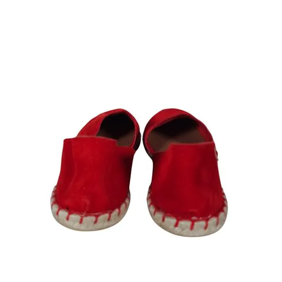 Verbenas Womens Flats 9.5 Red Slip On Suede Espadrille Summer Beach Boho Shoes