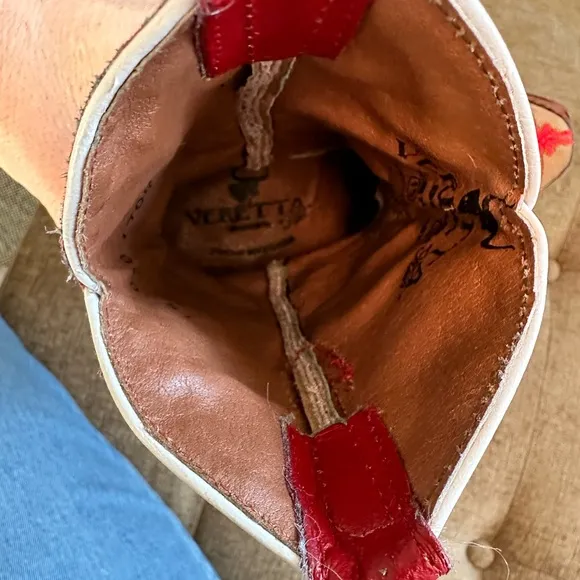 Veretta Snip Toe Red Floral Leather Cowgirl Boots sz: 10 toddler
