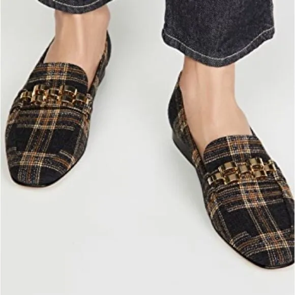 VERONICA BEARD Alire Plaid Chain Loafers 8