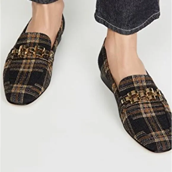 VERONICA BEARD Alire Plaid Chain Loafers 8