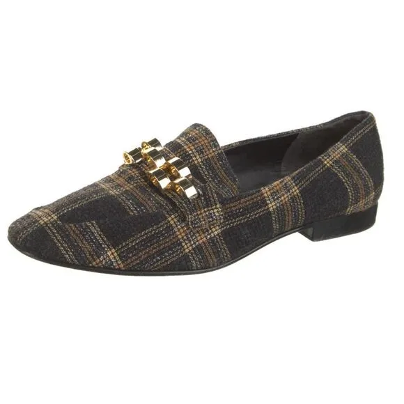 VERONICA BEARD Alire Plaid Chain Loafers 8