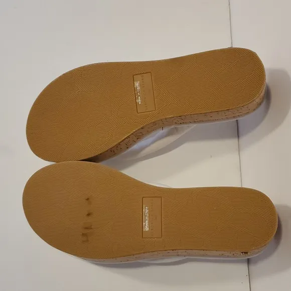 Veronica Beard Geno Cork Leather  Wedge Sandals In White Size 9M NWOT'S