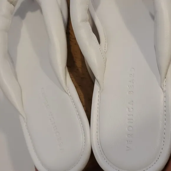 Veronica Beard Geno Cork Leather  Wedge Sandals In White Size 9M NWOT'S