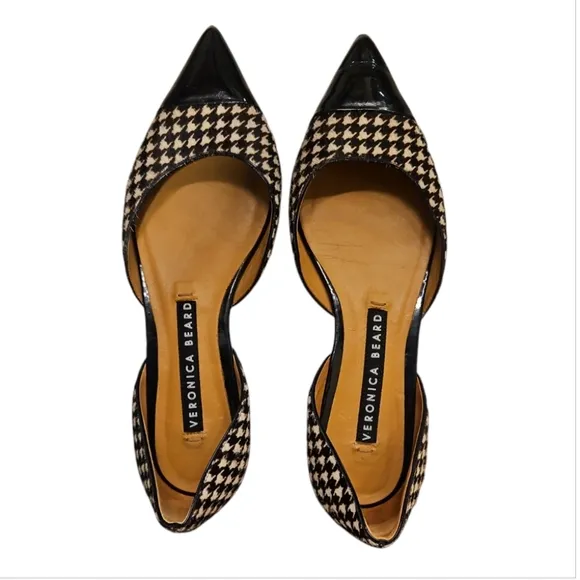 VERONICA BEARD | Pony Hair Houndstooth D'orsay Flats in Size EU 36 / US 6