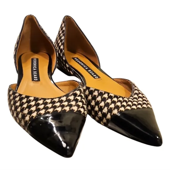 VERONICA BEARD | Pony Hair Houndstooth D'orsay Flats in Size EU 36 / US 6