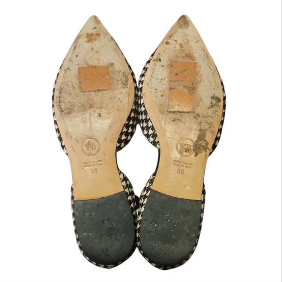 VERONICA BEARD | Pony Hair Houndstooth D'orsay Flats in Size EU 36 / US 6