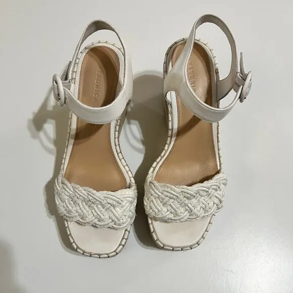Veronica Beard Reema Espadrilles White Braided Wedge Size 7M
