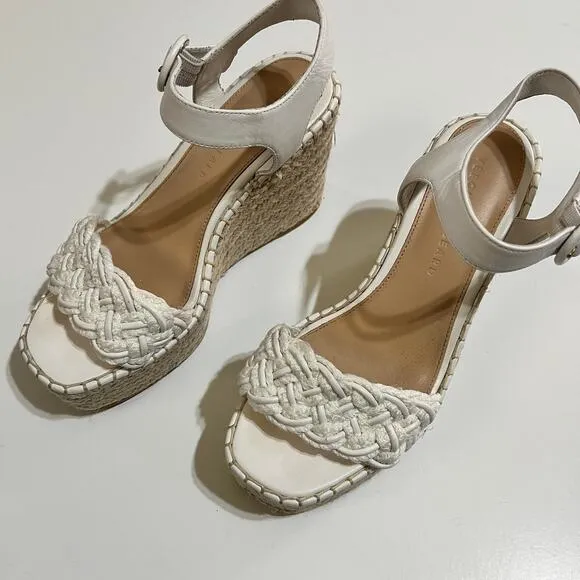 Veronica Beard Reema Espadrilles White Braided Wedge Size 7M