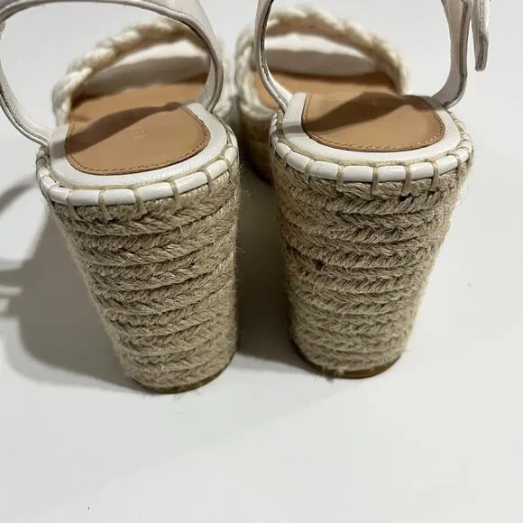 Veronica Beard Reema Espadrilles White Braided Wedge Size 7M
