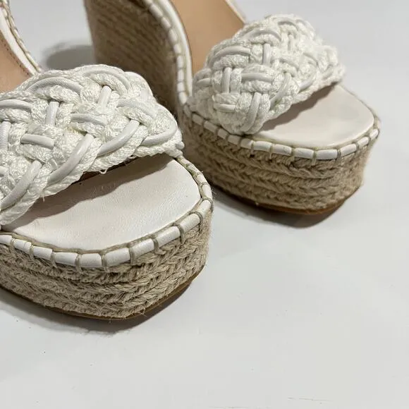 Veronica Beard Reema Espadrilles White Braided Wedge Size 7M