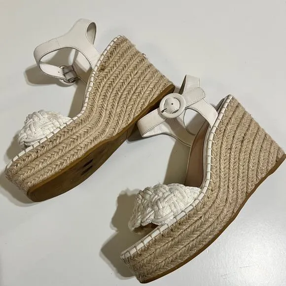 Veronica Beard Reema Espadrilles White Braided Wedge Size 7M