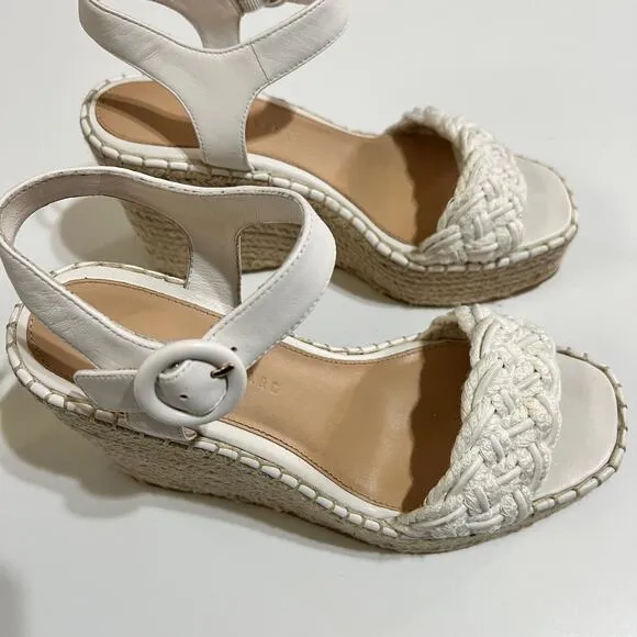 Veronica Beard Reema Espadrilles White Braided Wedge Size 7M