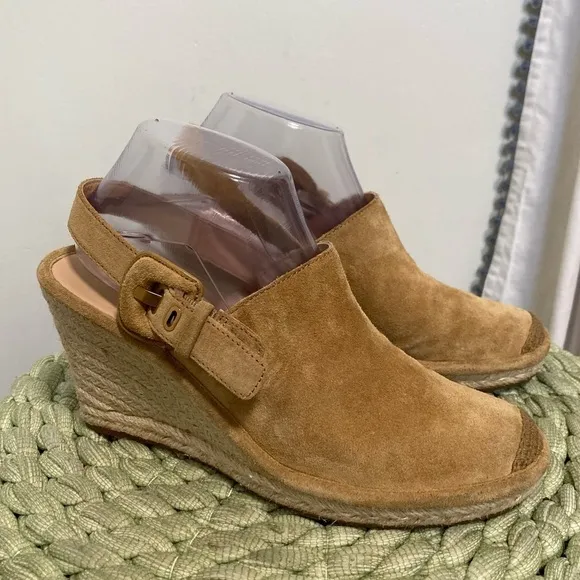 VERONICA BEARD Seki Tan Suede shoes Slingback Espadrille Wedges