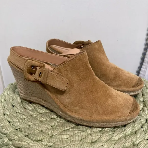 VERONICA BEARD Seki Tan Suede shoes Slingback Espadrille Wedges