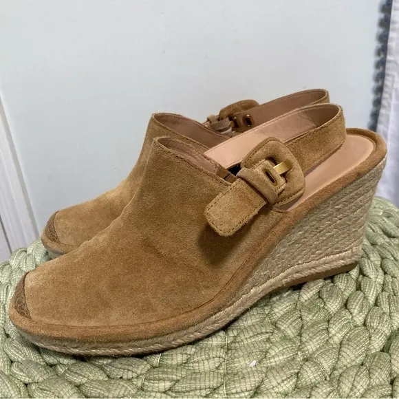 VERONICA BEARD Seki Tan Suede shoes Slingback Espadrille Wedges