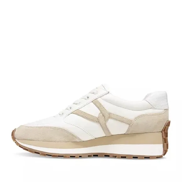 VERONICA BEARD Valentina Low Top Sneakers Women's 9 White &amp; Tan Athleisure Retro