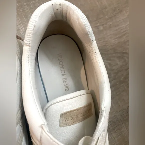 VERONICA BEARD Valentina Low Top Sneakers Women's 9 White &amp; Tan Athleisure Retro