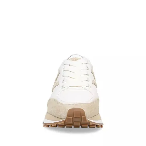 VERONICA BEARD Valentina Low Top Sneakers Women's 9 White &amp; Tan Athleisure Retro