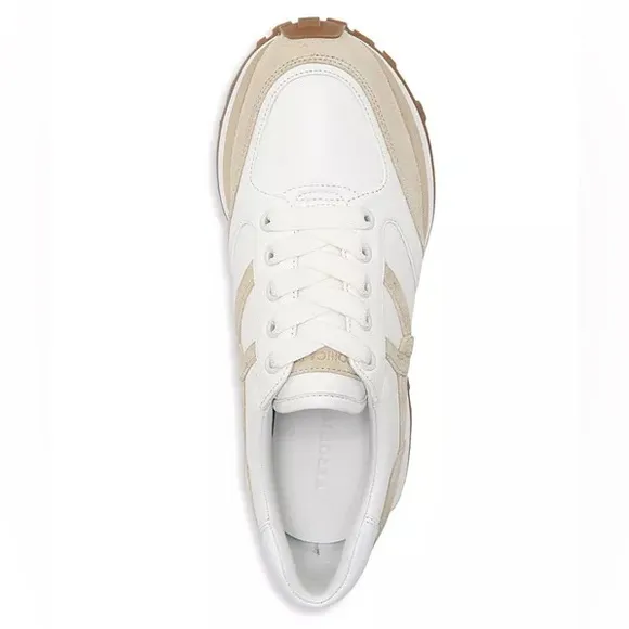 VERONICA BEARD Valentina Low Top Sneakers Women's 9 White &amp; Tan Athleisure Retro