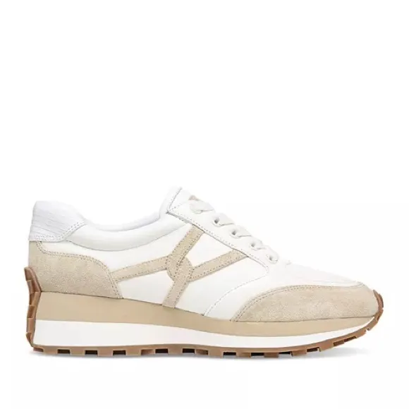 VERONICA BEARD Valentina Low Top Sneakers Women's 9 White &amp; Tan Athleisure Retro