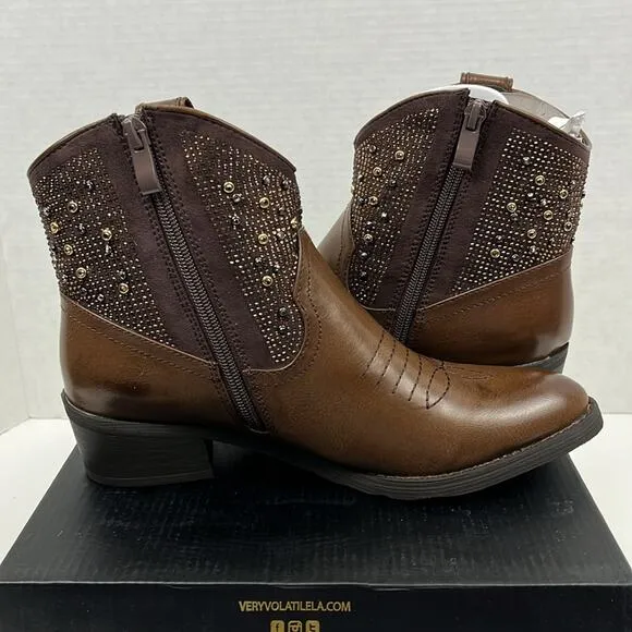 Very Volatile Women's Brown Western Ankle Boots Cowboy Booties 8.5