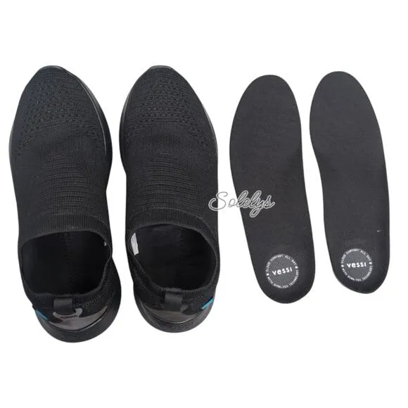 Vessi Everyday Move Slip On Womens 9 Onyx Black Waterproof Dyma-Tex Sneaker