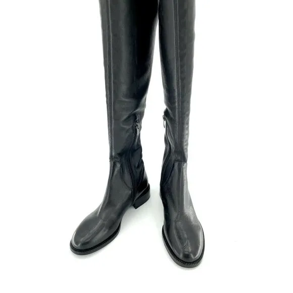 Via Spiga Boots Boni Over the Knee Black Leather Tall Riding SZ 5.5 New