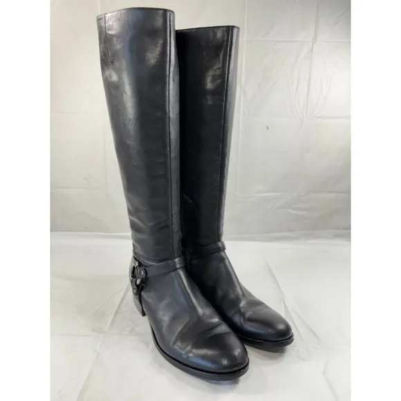 Via Spiga Kacey Black Leather Riding Boots size 9